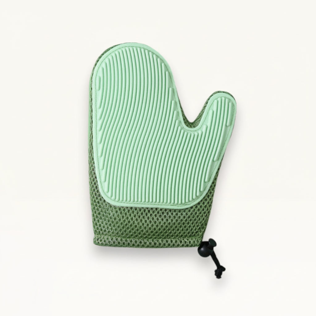 Gant de toilettage vert